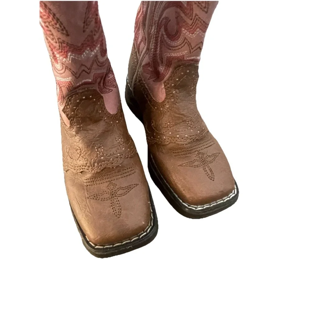 Durango Lil' Rebel Lacey Kids Western Boots Brown Pink Girls 9M
